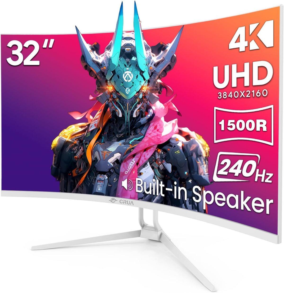 CRUA Monitor curvo para juegos de 32" 4K 240 Hz, 1500R, FreeSync, p...