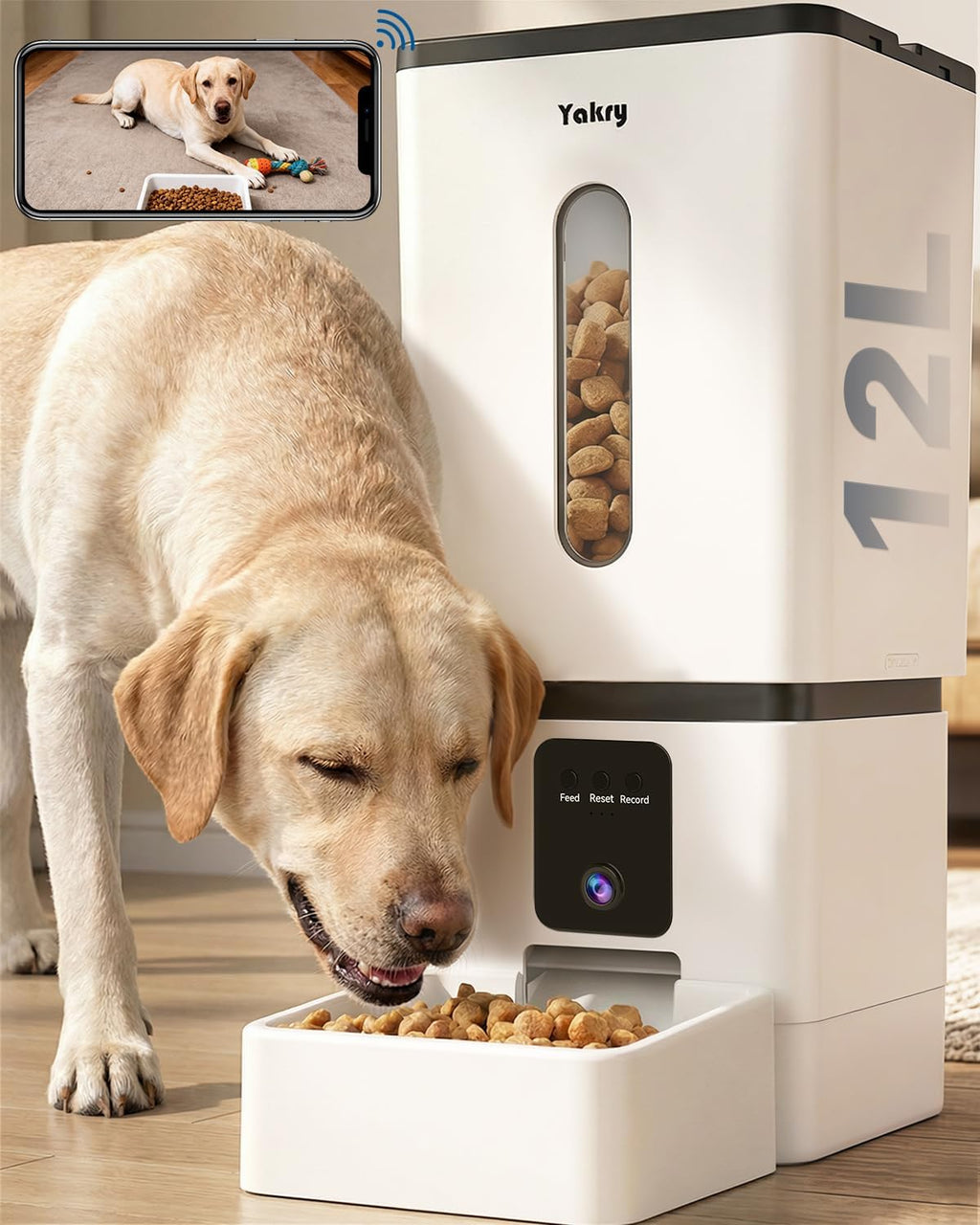 Dispensador Automático de Alimento para Perros de Raza Grande: Capacidad 12L/50 Tazas para Kibble de hasta 20mm