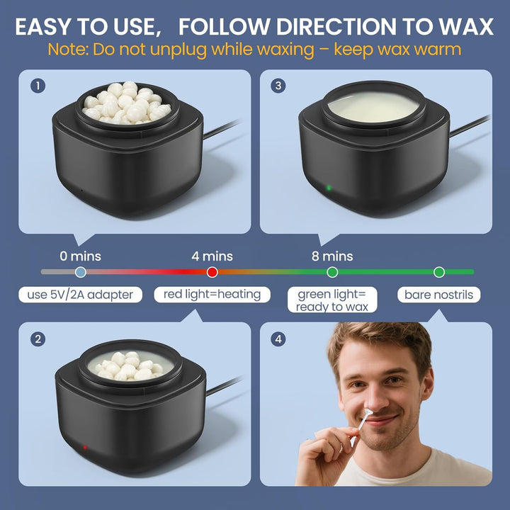 AUZEAL Kit de cera nasal para hombre, kit de depilación de nariz y...
