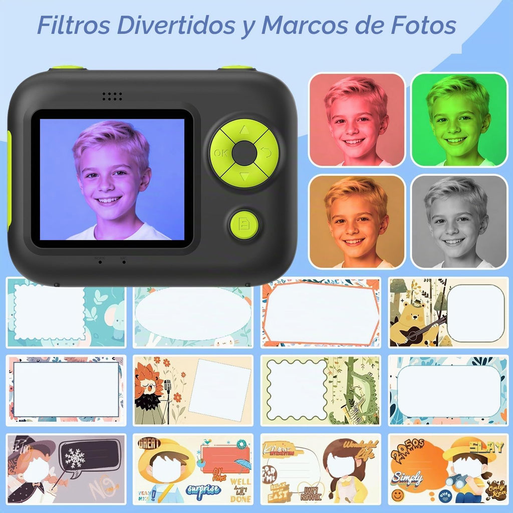 Cámara de impresión instantánea para niños con 5 rollos de papel de impresión, cámara HD 1080P, cámara portátil recargable para selfies, regalos de cumpleaños de Navidad, juguetes para niños y niñas