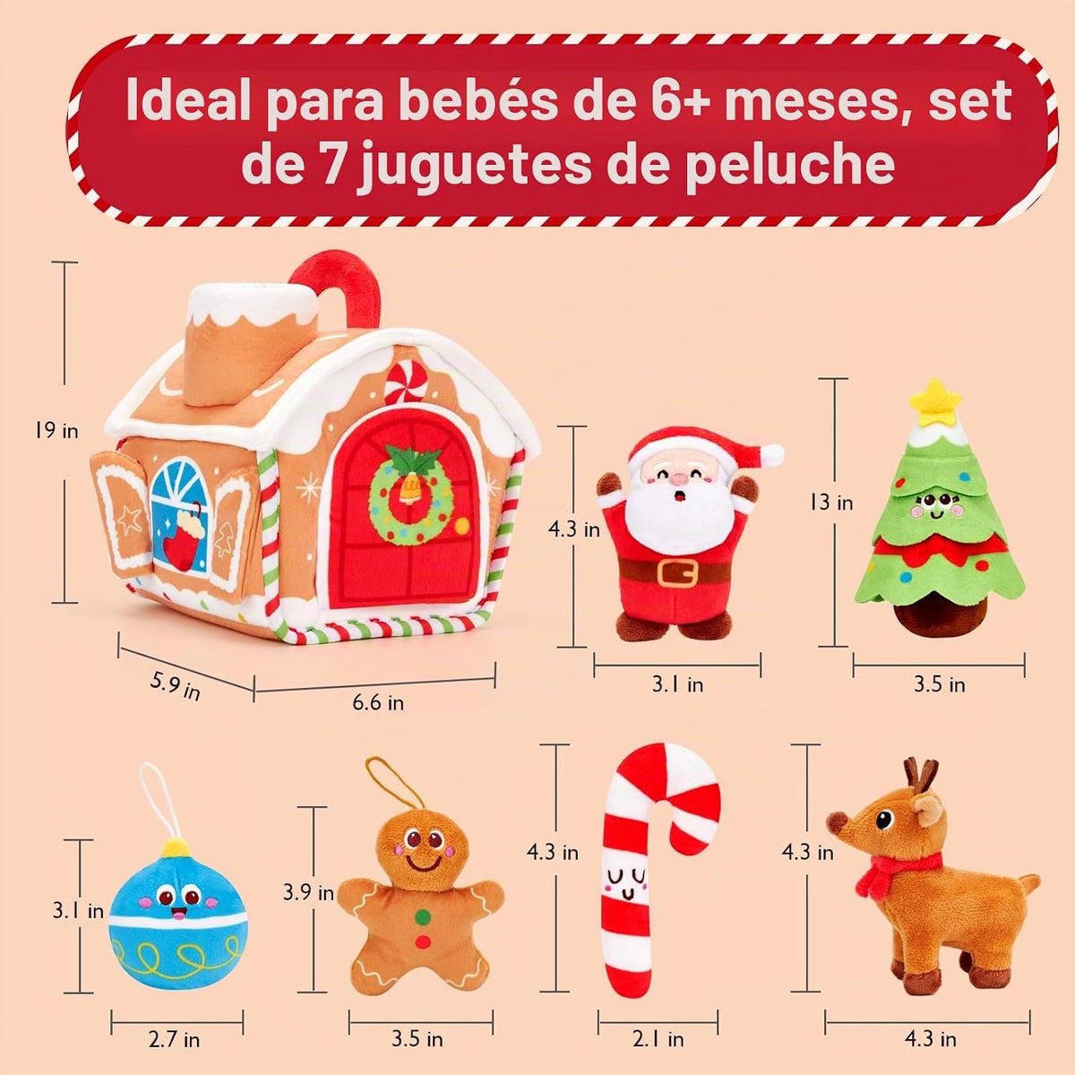 hahaland Juguete para bebé de 6 a 12 meses - Juego de juguetes de peluche