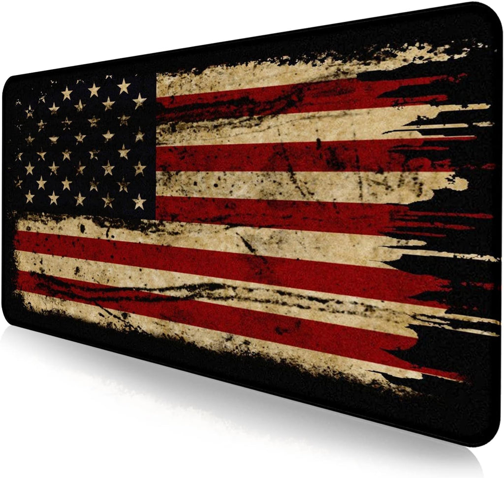 Alfombrilla de mouse para juegos retro con bandera estadounidense XL con