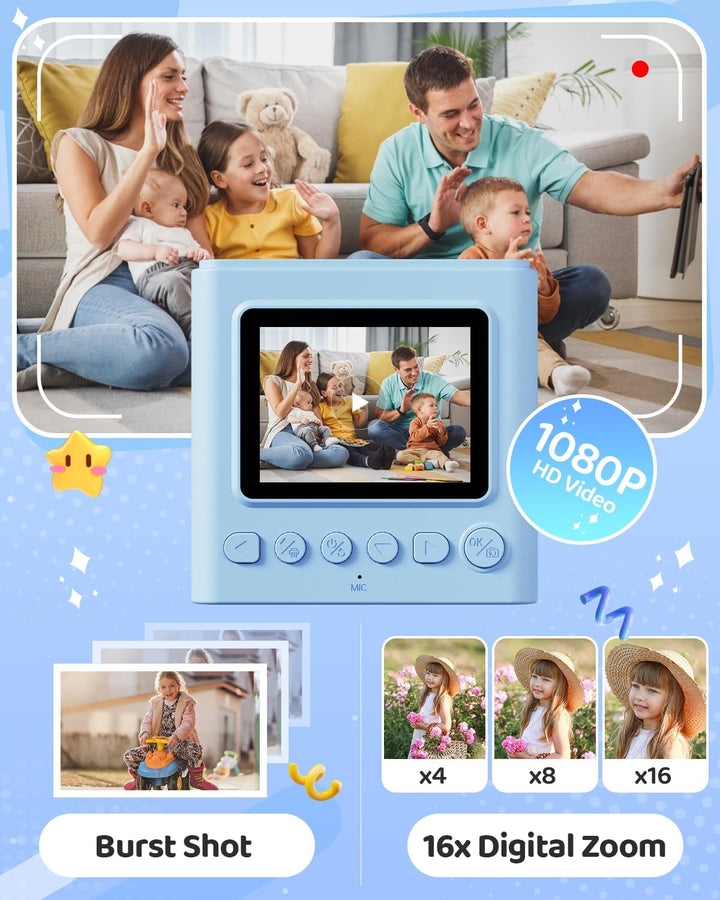 TIATUA Cámara de Impresión Instantánea para Niños, Regalos de Navid...