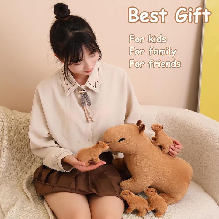 SQEQE Capybara - Peluche de mamá con 4 lindos animales de peluche C...