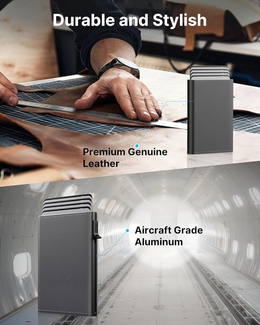 typecase Cartera inteligente para hombre, Gris (Deep Grey), Minimal...