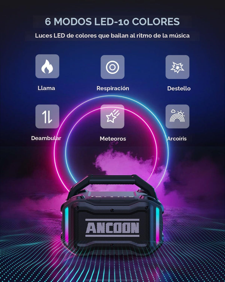 ANCOON Altavoces Bluetooth inalámbricos: 80 W (pico) Altavoz con gr...