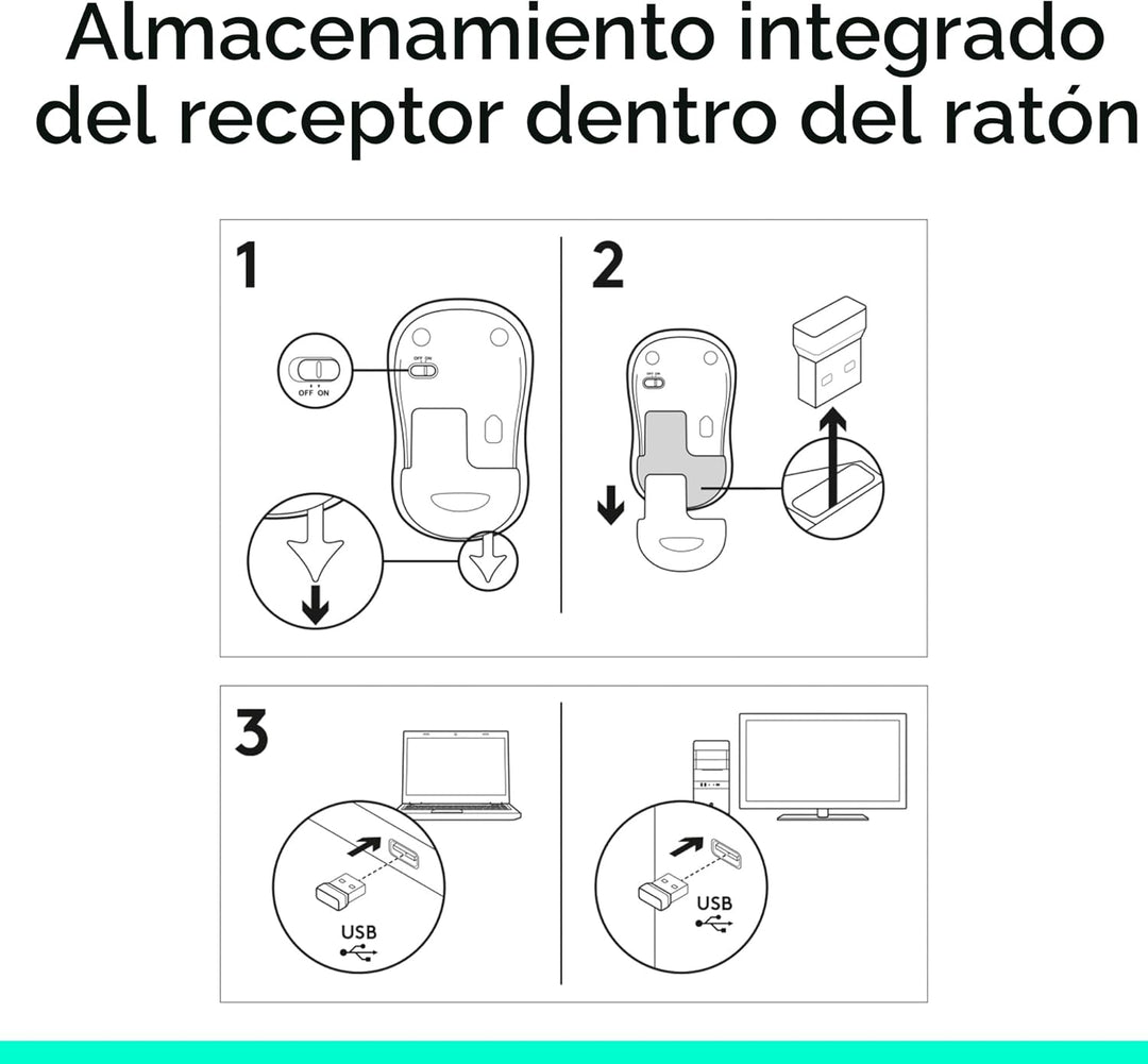 Logitech Mouse inalámbrico M185, 2.4 GHz con mini receptor USB, dur...