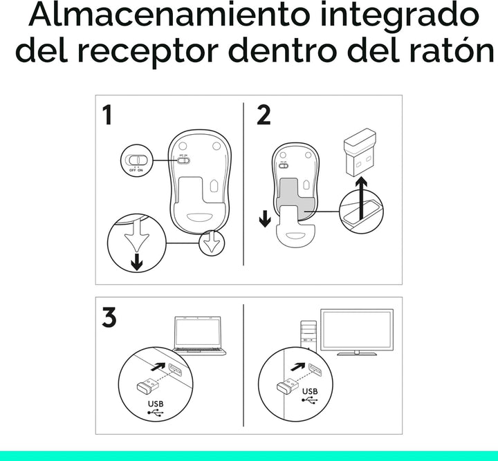 Logitech Mouse inalámbrico M185, 2.4 GHz con mini receptor USB, dur...
