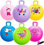6 bolas de tolva para niños de 3 a 8 años, pelota inflable de 18 pulgadas con asa, juguetes para sentarse en saltar para deportes, escuela, juego activo en equipo, regalos para interiores y exteriores para niñas de 3 a 8 años, con bomba