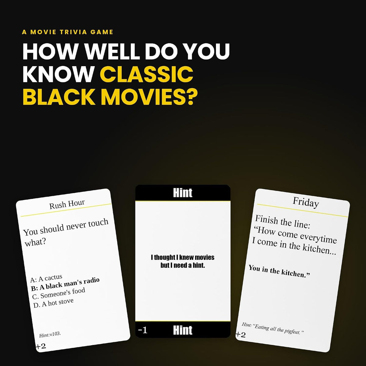 CP TIME Rol: Blackbuster Edition - Juego de preguntas de películas para adultos, juegos de cultura negra, diversión familiar, ideal para noches de juego en familia