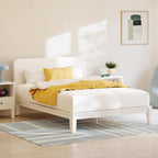 Nectar Base de cama y cabecera de bambú para niños, tamaño individual, color blanco, 12 pulgadas de altura, fácil de instalar sin herramientas, duradera y apta para niños, listones de madera