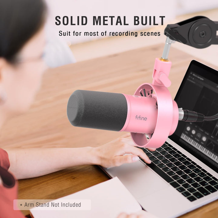 FIFINE Micrófono Dinámico XLR\/USB, Micrófono de Podcast Vocal de E...