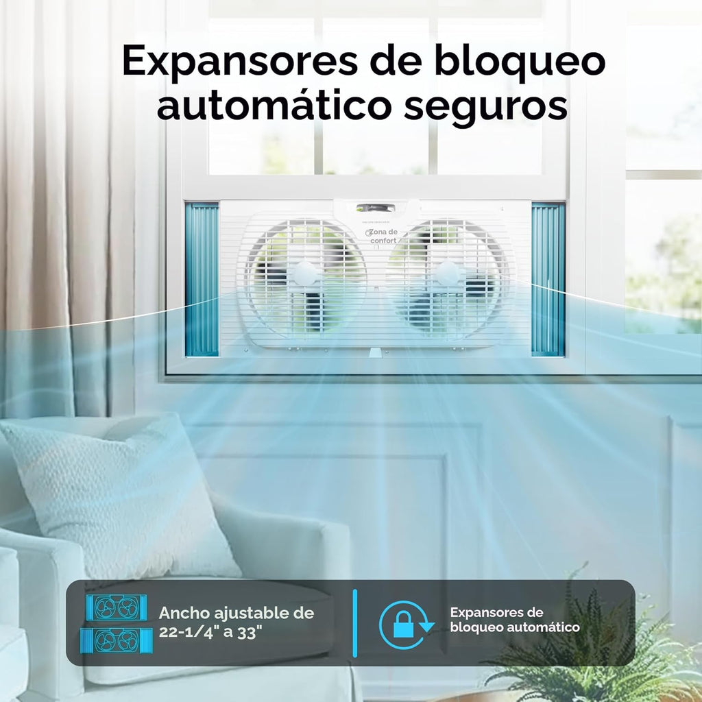 Comfort Zone - Ventilador reversible de ventana doble con 3 velocid...