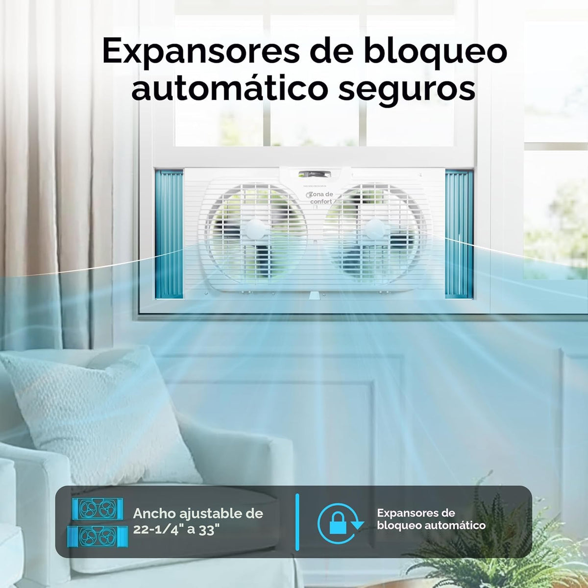 Comfort Zone - Ventilador reversible de ventana doble con 3 velocid...