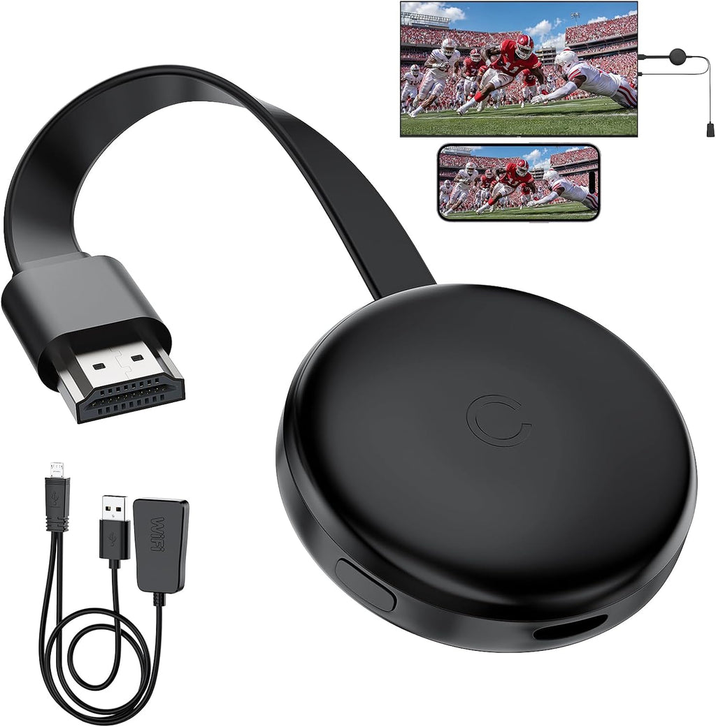 Miracast - Adaptador de pantalla HDMI inalámbrico, dongle de espejo de pantalla HD, 2.4G y 5G C, compatible con iOS, Android, Windows, Mac a HDTV/monitor/proyector
