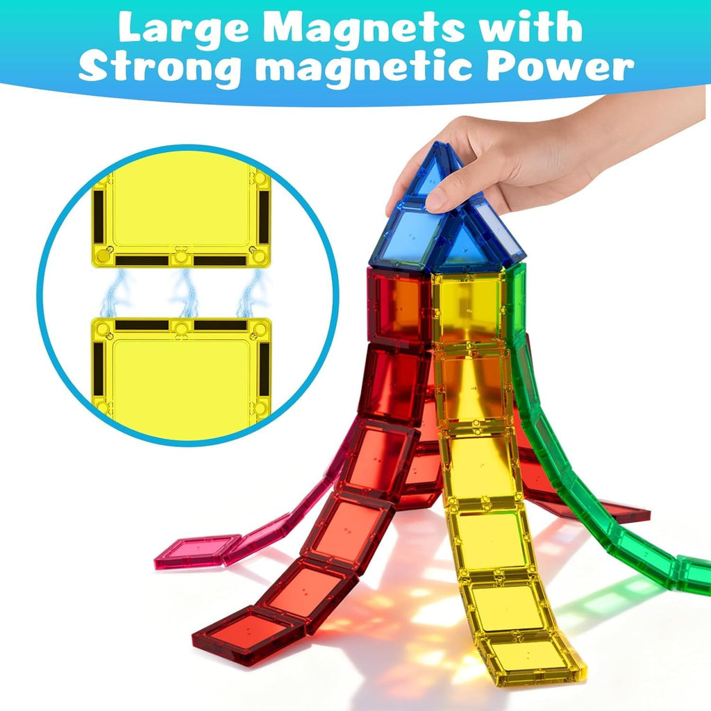 Juego de 32 azulejos magnéticos jumbo | Bloques de construcción STEM extra grandes para niños de 3 a 99 años | Diseño a prueba de estrangulamiento con imanes súper fuertes