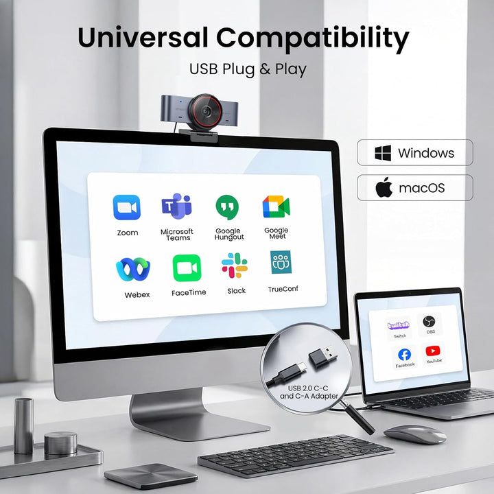 EMEET Cámara web C960 Ultra 4K para Mac y PC, sensor más grande de...