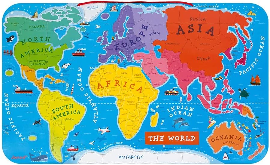 Rompecabezas magnético del mundo, versión en inglés
