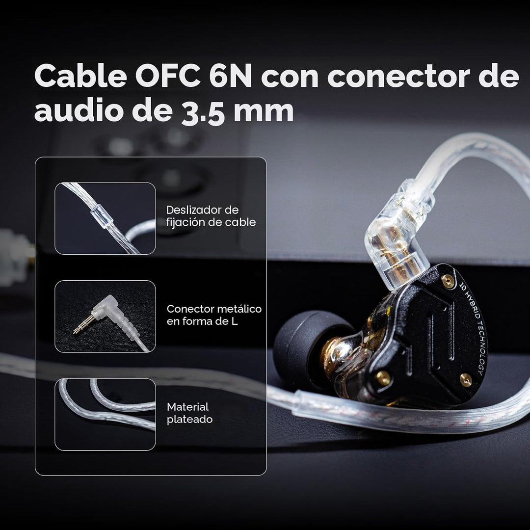 Linsoul KZ ZS10 Pro, Audífonos intraurales HiFi con 5 controladores...