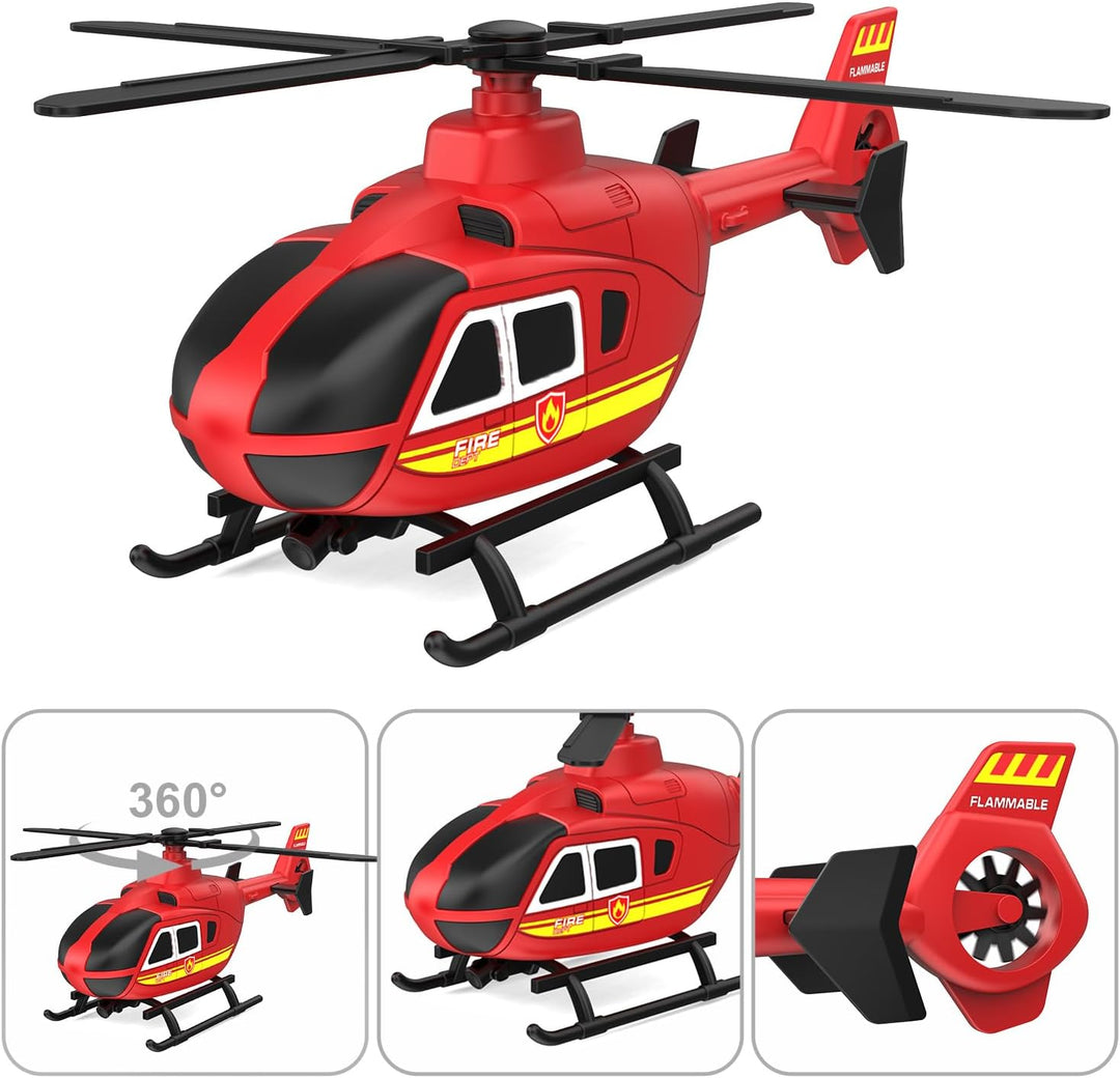 DOWELLIN Camión de Bomberos Semi de Juguete de 22" con Helicópt...