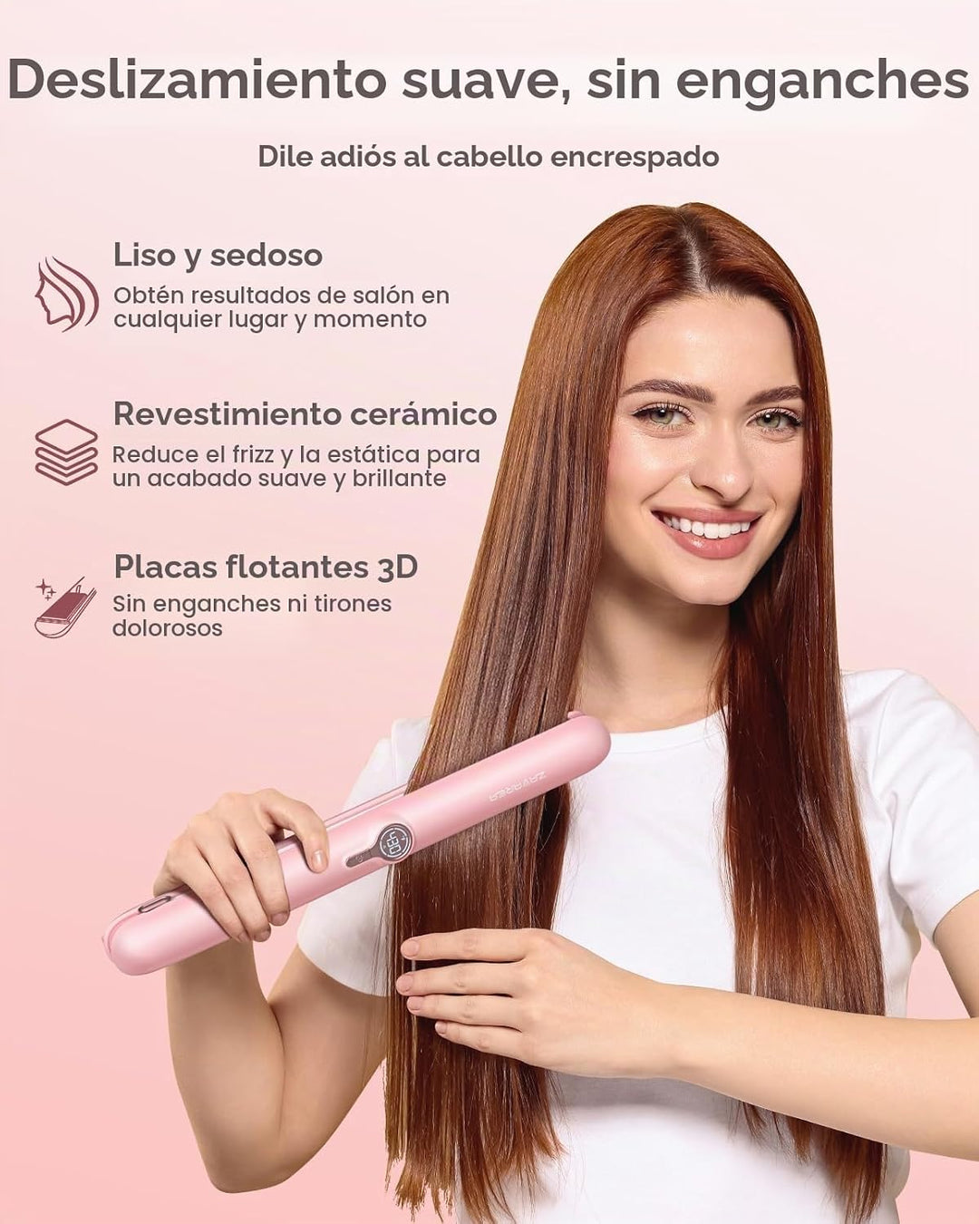 ZAVAREA Alisador y rizador de pelo inalámbrico, alisador de pelo po...