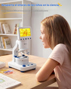 TOMLOV DM302K Microscope para Niños, 800X Kit de Ciencia, Pantalla de 4.3"  Juguete STEM