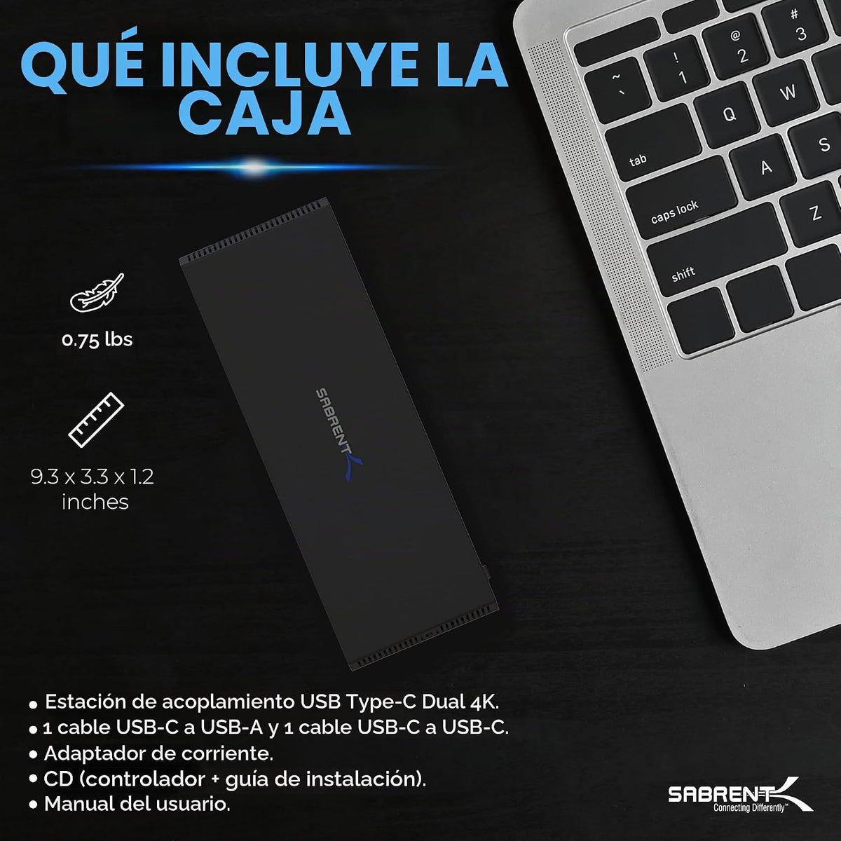 SABRENT Estación de acoplamiento universal USB-C Dual 4K, USB-C PD (DS-WSPD