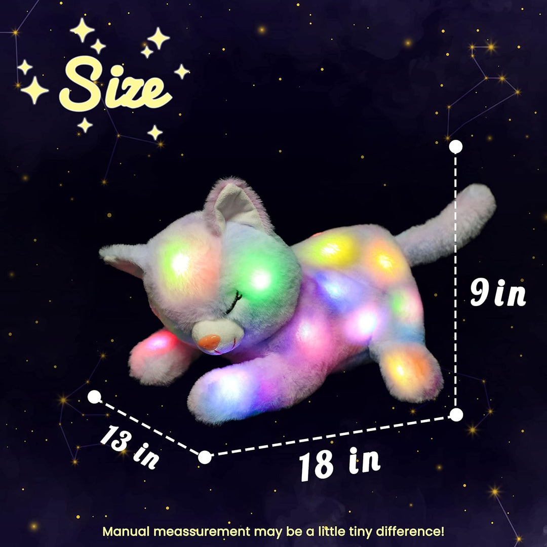Hopearl Gatito de peluche con luces LED, mamá gato iluminada con 3...