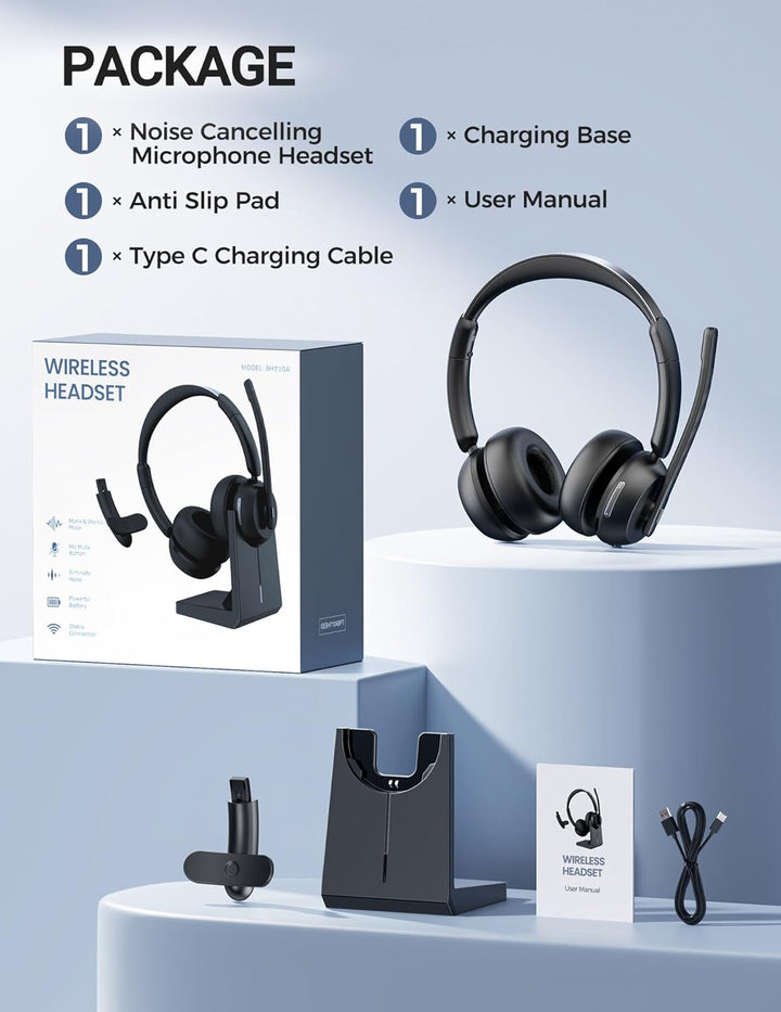 COSMUSIS Auriculares inalámbricos con micrófono para el trabajo, au...