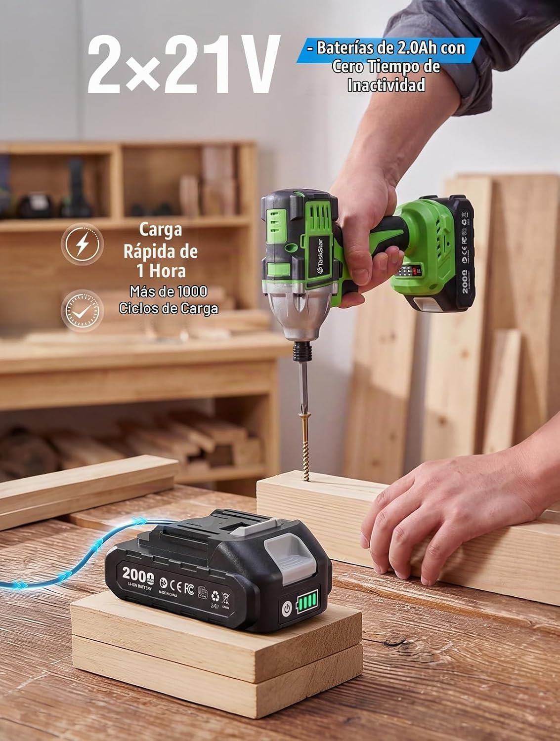 Taskstar Kit combinado de taladro inalámbrico y destornillador de impacto