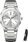 Relojes de negocios de cuarzo de acero inoxidable de cara grande de