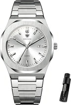 Relojes de negocios de cuarzo de acero inoxidable de cara grande de
