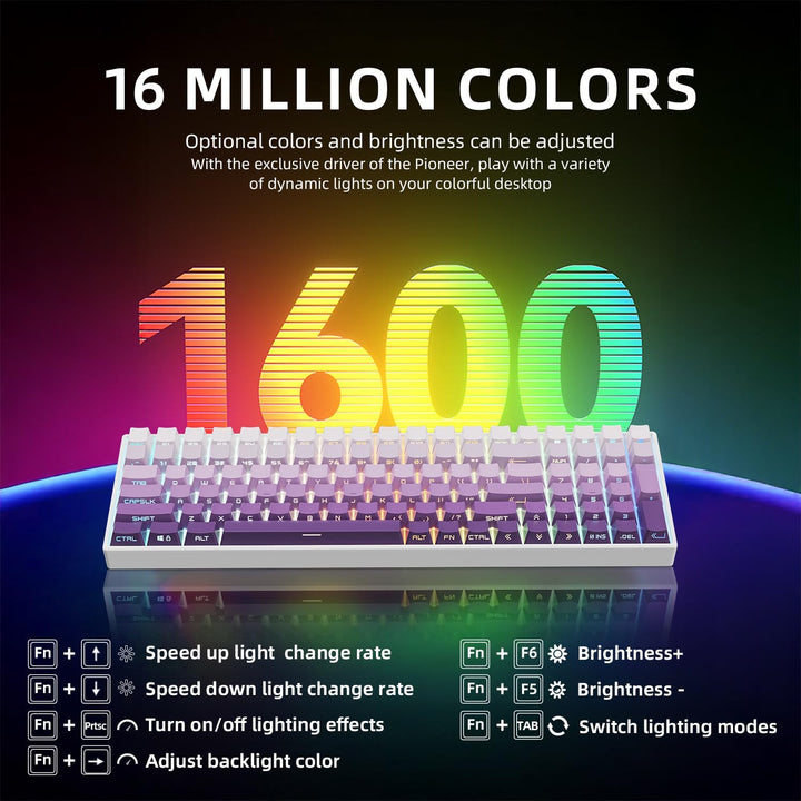 ZORNHER ZH100 Wireless Mechanical Keyboard,98% Purple Creamy Keyboa...