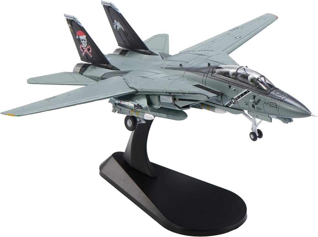 Escala 1:100 F-14 Tomcat Modelo de fundición a presión Santa Cats Christmas F-14B Tomcat Cazas-Bombarderos de VF-103 Jolly Rogers Modelos de aviones metálicos para colección o regalo