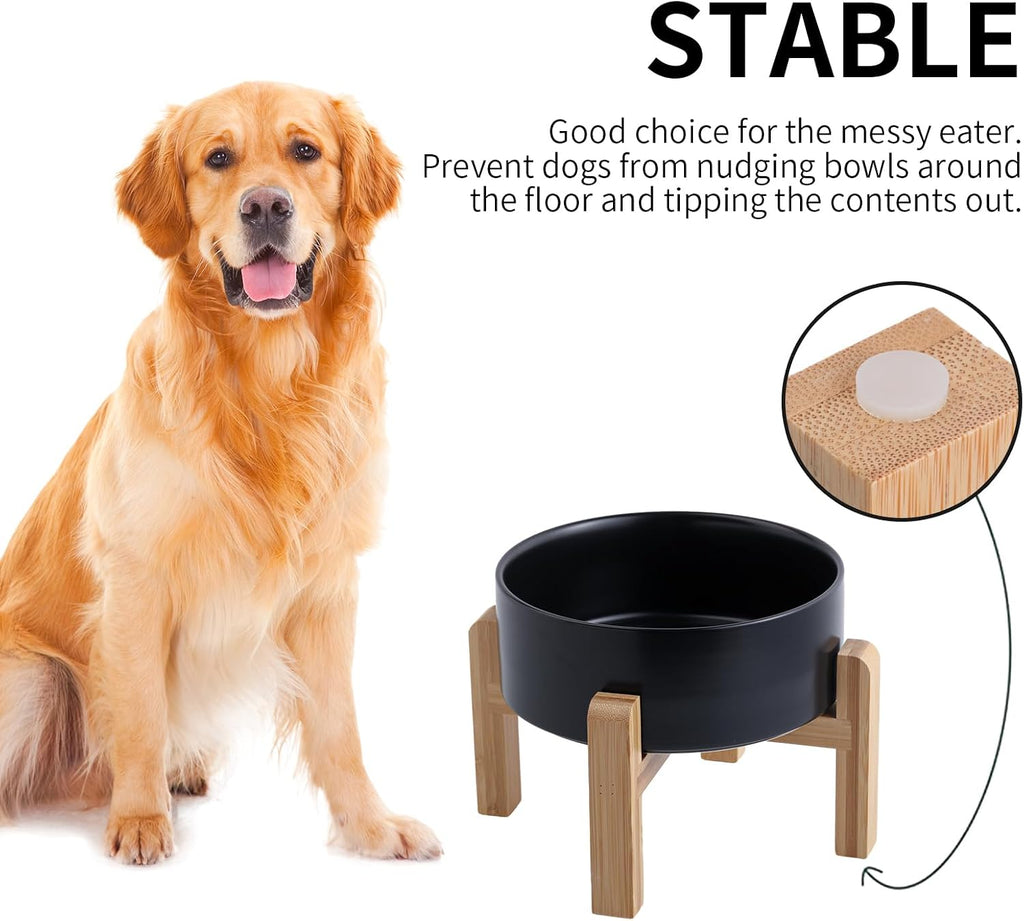Cuenco de cerámica elevado y elevado para perros de razas pequeñas y medianas, cuenco de agua con soporte, plato de alimentación pesado antideslizante de 6 pulgadas, 3.6 tazas, 28.7 fl oz, 28