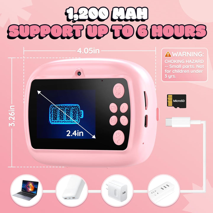 Cámara de impresión instantánea para niños, cámara digital para niñ...