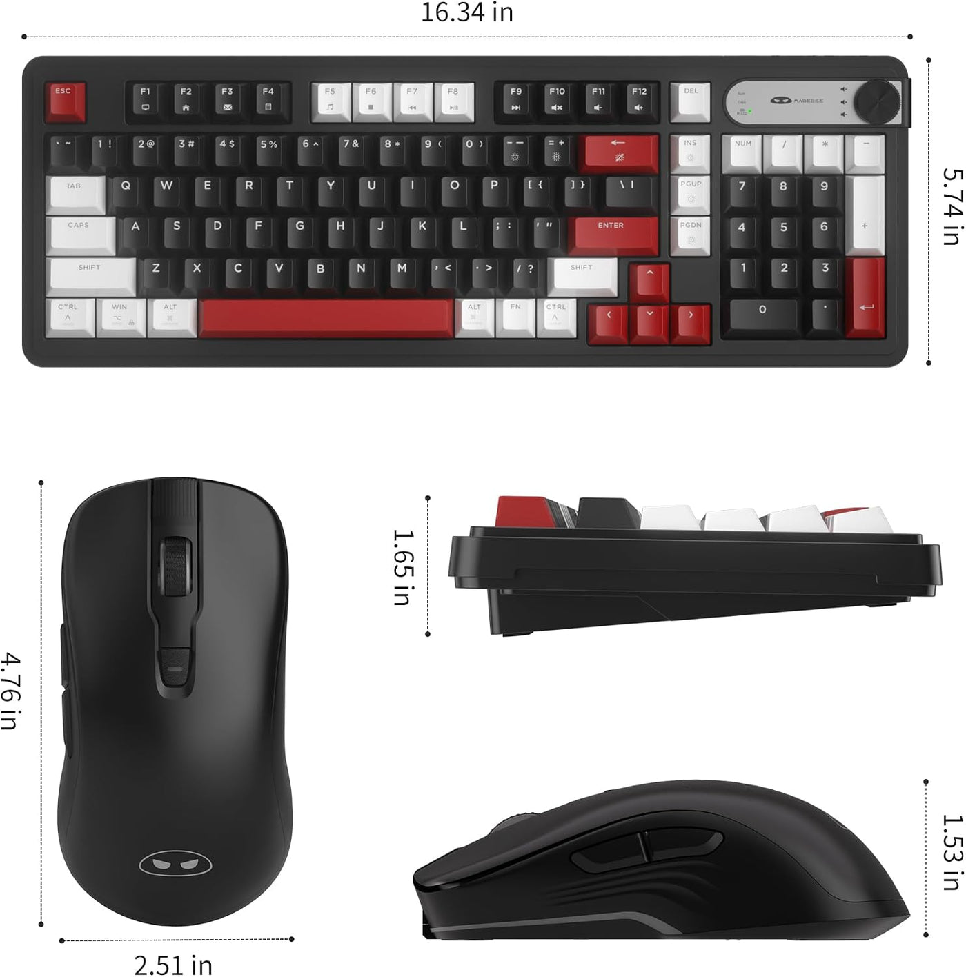 MageGee V990 Combo de teclado y mouse inalámbricos cremosos, 99 tec...
