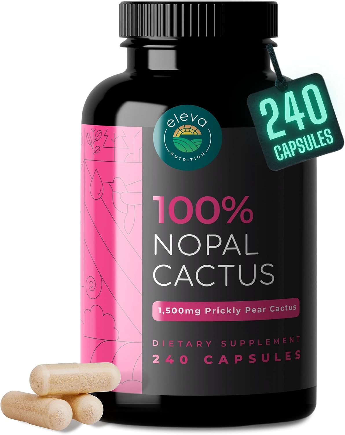 Cápsulas de cactus Nopal de 1500 mg, polvo orgánico de cactus de tu...