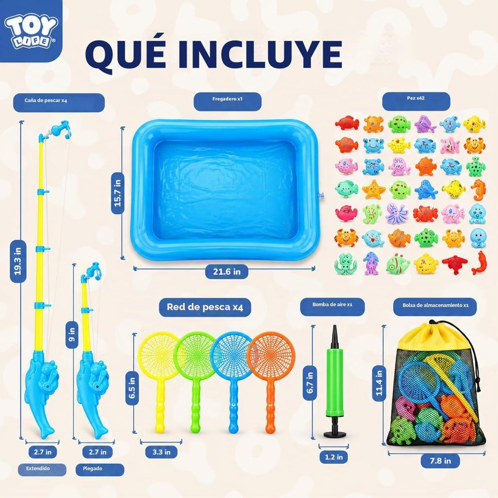 TOY Life Juego de pesca magnético para niños, juguete de bañera y piscina