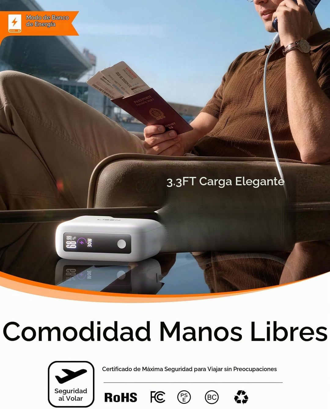 LISEN - Cargador portátil 3 en 1 con enchufe de pared, mini banco d...