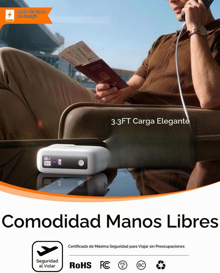 LISEN - Cargador portátil 3 en 1 con enchufe de pared, mini banco d...