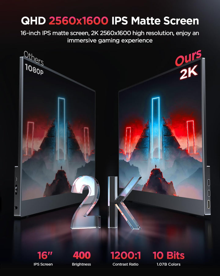 UPERFECT Monitor portátil para juegos 2K 120Hz, 16" 2560x1600 Q...