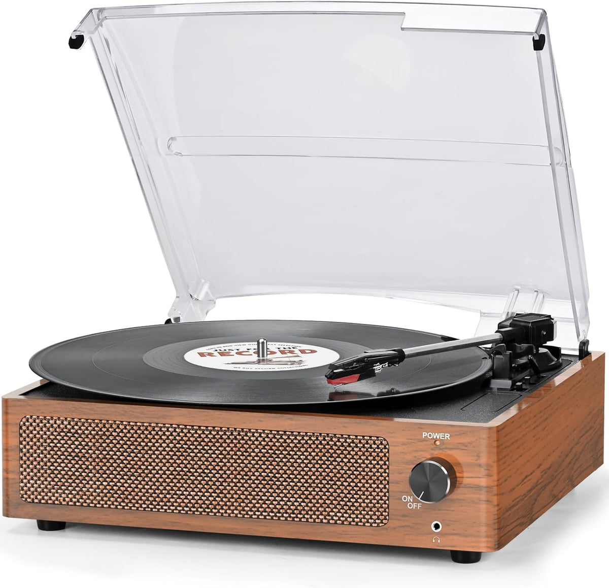 Tocadiscos de vinilo con altavoces, tocadiscos vintage para discos de vinilo, tocadiscos accionados por correa, 3 velocidades, reproducción Bluetooth, auriculares, entrada AUX, línea RCA, tocadiscos