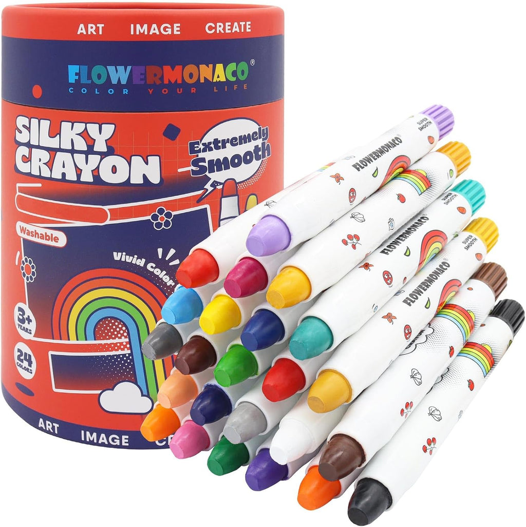 Lebze - Crayones lavables jumbo, 24 colores no tóxicos, regalo para niños