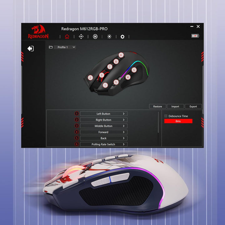 Redragon M612AK PRO RGB Anime Mouse para Juegos, ratón óptico con c...