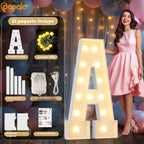 Letras iluminadas de marquesina de 4 pies, letras de marquesina de 4 pies de alto, mosaico gigante iluminado, regalo para fiestas de cumpleaños, bodas, baby shower, letras grandes A