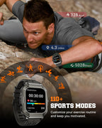 Reloj inteligente para hombre, rastreador de ejercicio: relojes digitales militares para hombre, Bluetooth, responder llamadas, correr, impermeable, teléfonos Android, iPhone, Samsung, monitor de sueño, podómetro