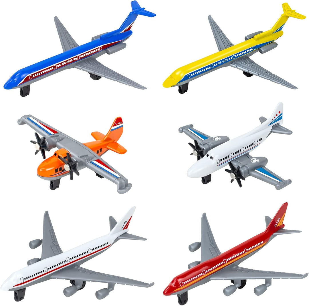Paquete de 6 aviones de juguete juguete de avión fundido a
