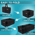 Organizador de maletero extragrande de 98 litros, plegable, con divisores extraíbles y correas de seguridad ajustables para automóvil, SUV, camioneta