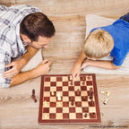 AMEROUS Juego de ajedrez y damas de madera magnética de 15 pulgadas (2 en 1), tablero plegable, caja de regalo, 24 piezas de alegría, 2 reinas adicionales, juego de ajedrez para principiantes para niños y adultos